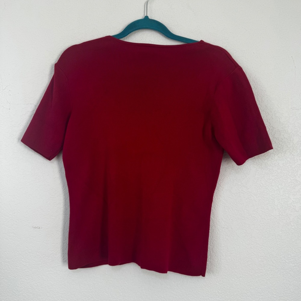 Talbots Red Ribbed Knit Short Sleeve Scoop Neck Top Women's Size S - Picture 4 of 4